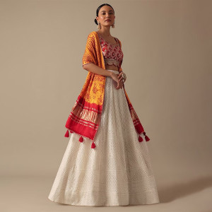 Embellished Thread Work Detail Ready to Wear Lehenga & Blouse With Dupatta