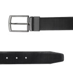 Men Black & Brown Textured Reversible Leather Belt