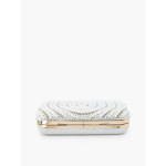 Gold-Toned & White Embellished Clutch