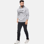 Men Grey Printed Hooded Sweatshirt