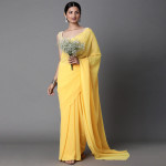 Yellow Solid Pure Georgette Saree